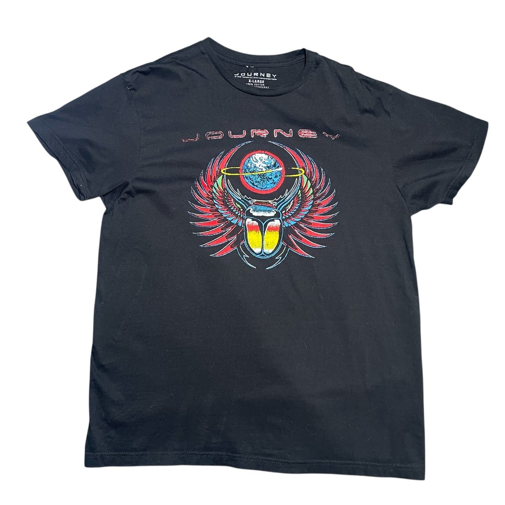 Journey Band T-Shirt Womens XL Black Winged‎ Scarab Graphic Rock Tee 2020 Nomota